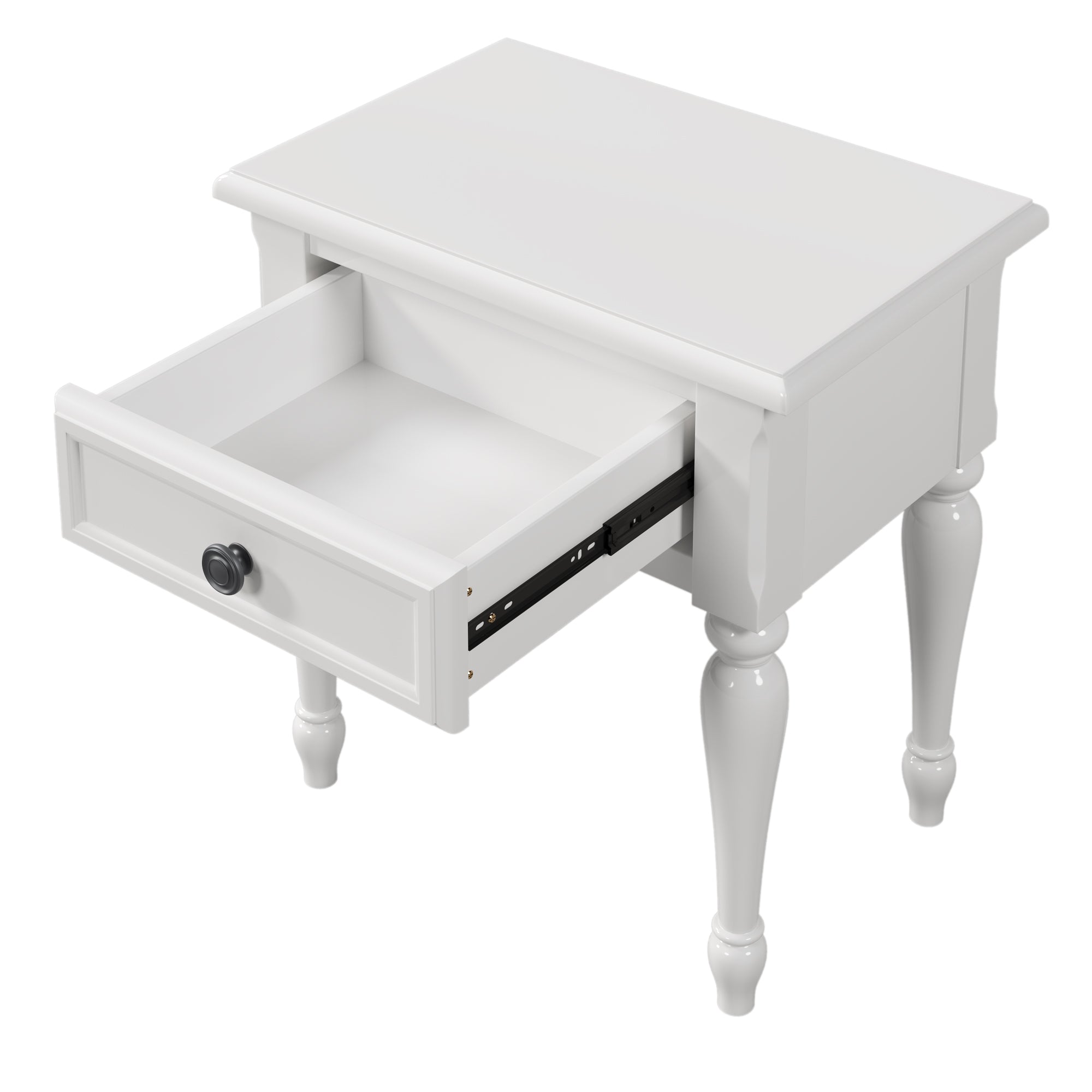 Solid Wood traditional One Drawer Side Table End Table white-solid wood+mdf