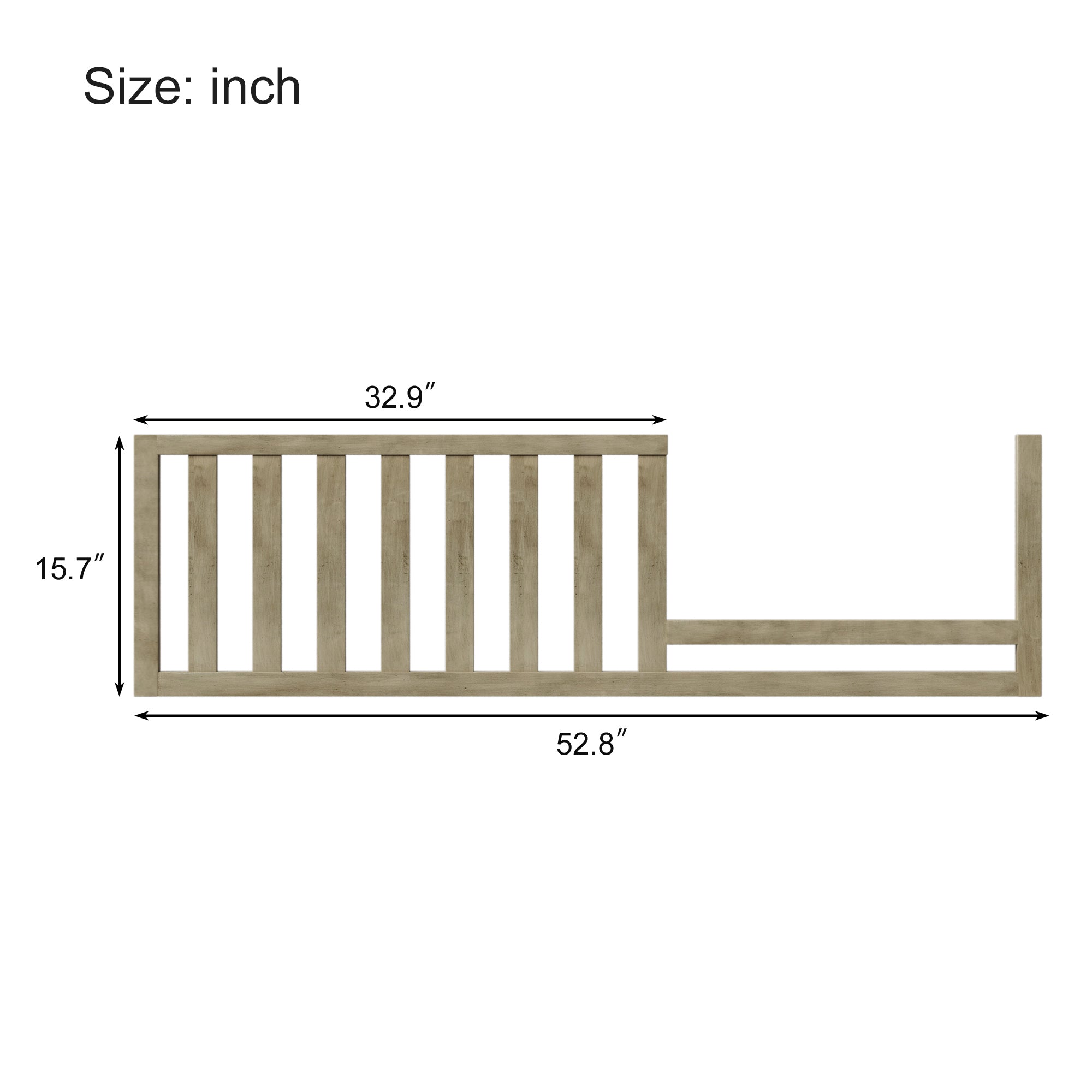 Toddler Bed Safety Guard Rails for Convertible Crib stone gray-solid wood+mdf