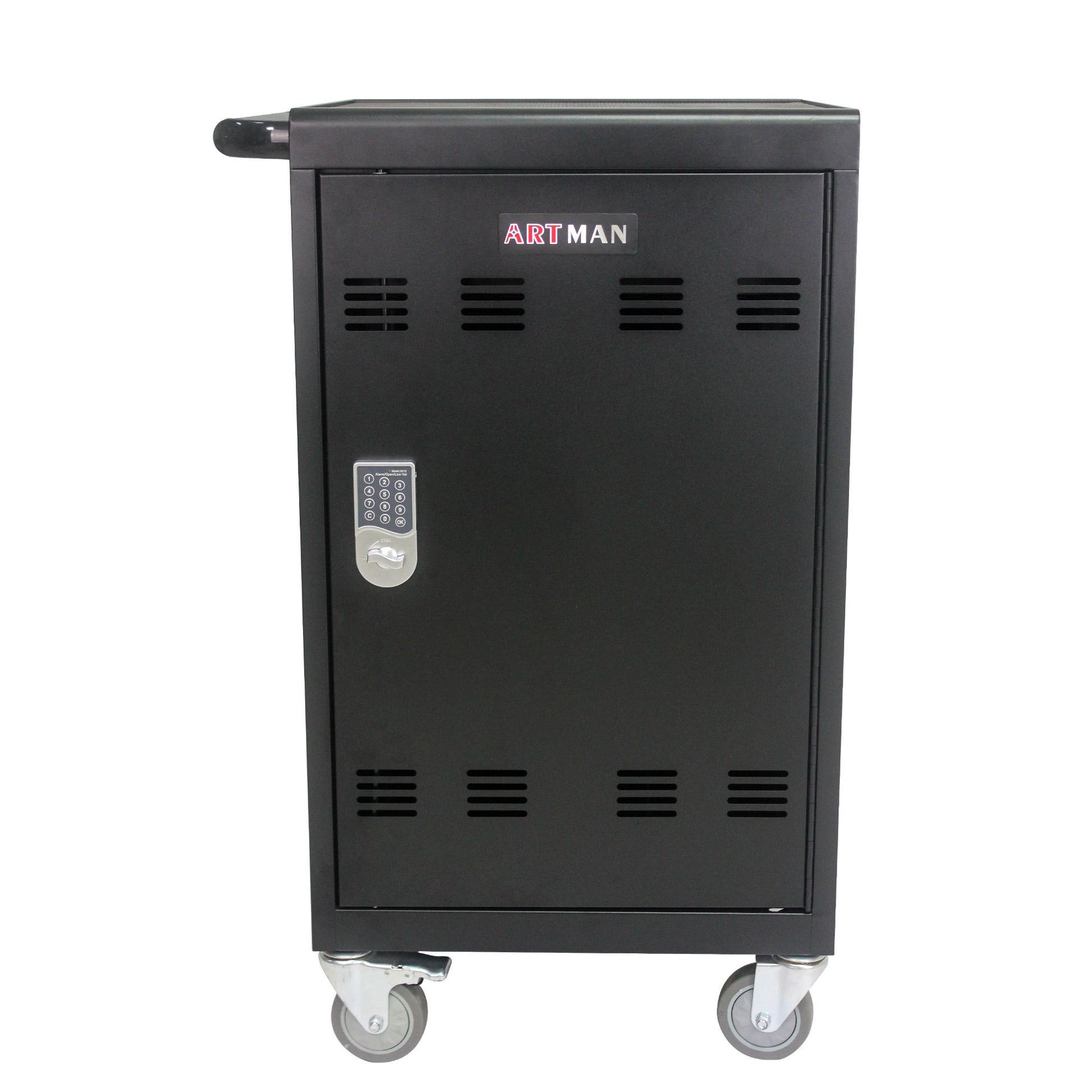 Mobile Charging Cart And Cabinet For Tablets Laptops 30 Device With Combination Lock Black Matt Black Steel