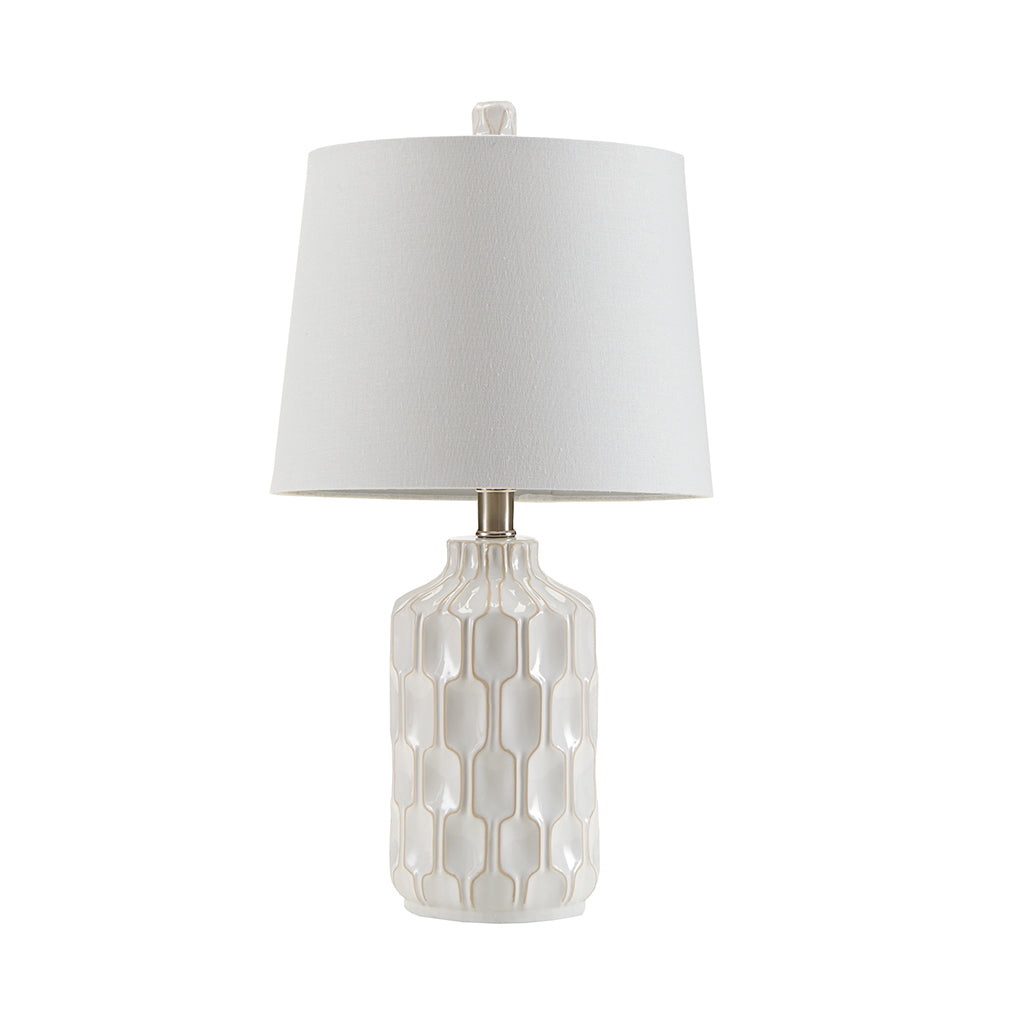 Contour Ceramic Table Lamp Ivory Cotton