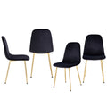 Dining Chairs Set Of 4, Modern Mid Century Style Dining Kitchen Room Upholstered Side Chairs,Accent Chairs Spoon Shaped With Soft Velvet Fabric Cover Cushion Seat And Golden Metal Legs.B0501A Black Foam Velvet