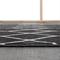 Trellis Geometric Woven Area Rug Black Cream Polyester