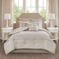 Embroidered 8 Piece Comforter Set Neutral Polyester