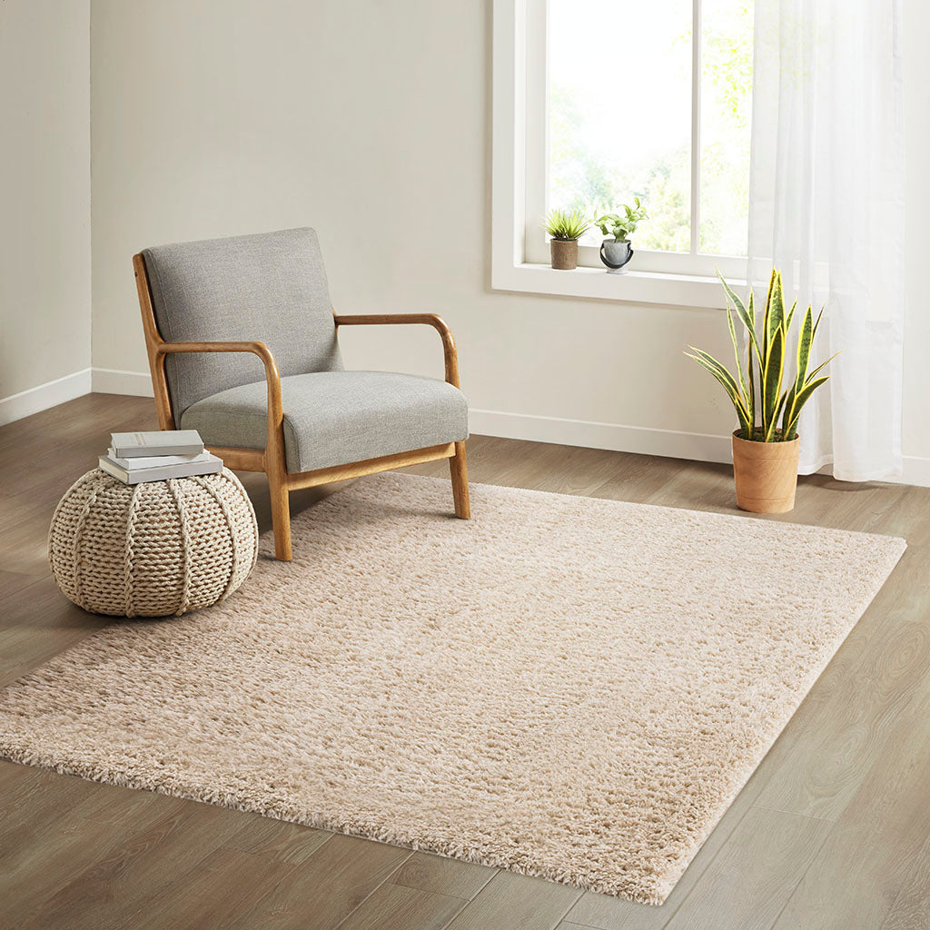 Super Soft Polyester Shag Area Rug Cream Polyester