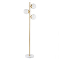 3 Globe Light Floor Lamp With Marble Base Gold Cotton