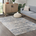 Abstract Area Rug Blue Cream Polyester