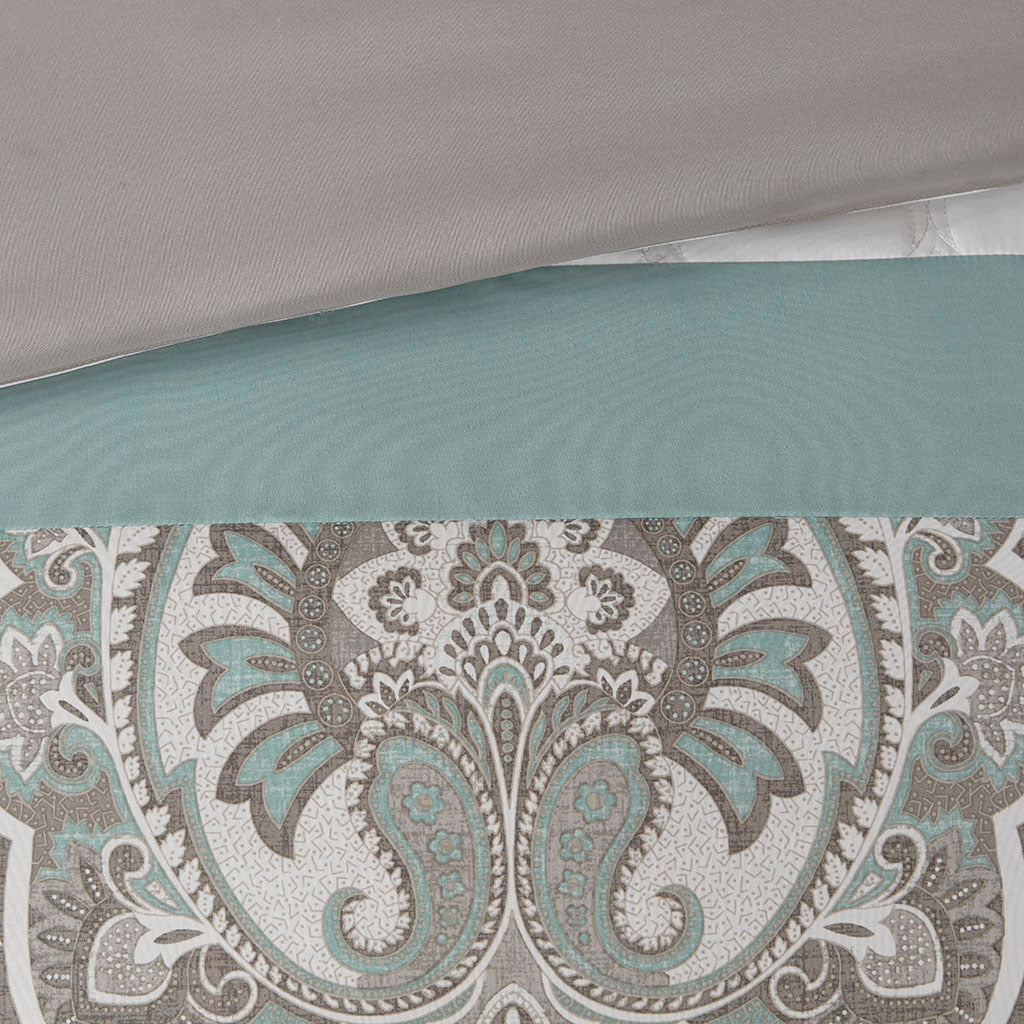 8 Piece Comforter Set Queen Seafoam Polyester