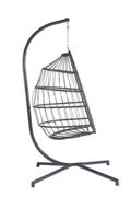 Outdoor Garden Rattan Egg Swing Chair Hanging Chair Light Gray Cushion Yes Complete Patio Set Light Gray Rust Resistant Frame Water Resistant Cushion Garden & Outdoor American Design Complete Patio Sets Rattan