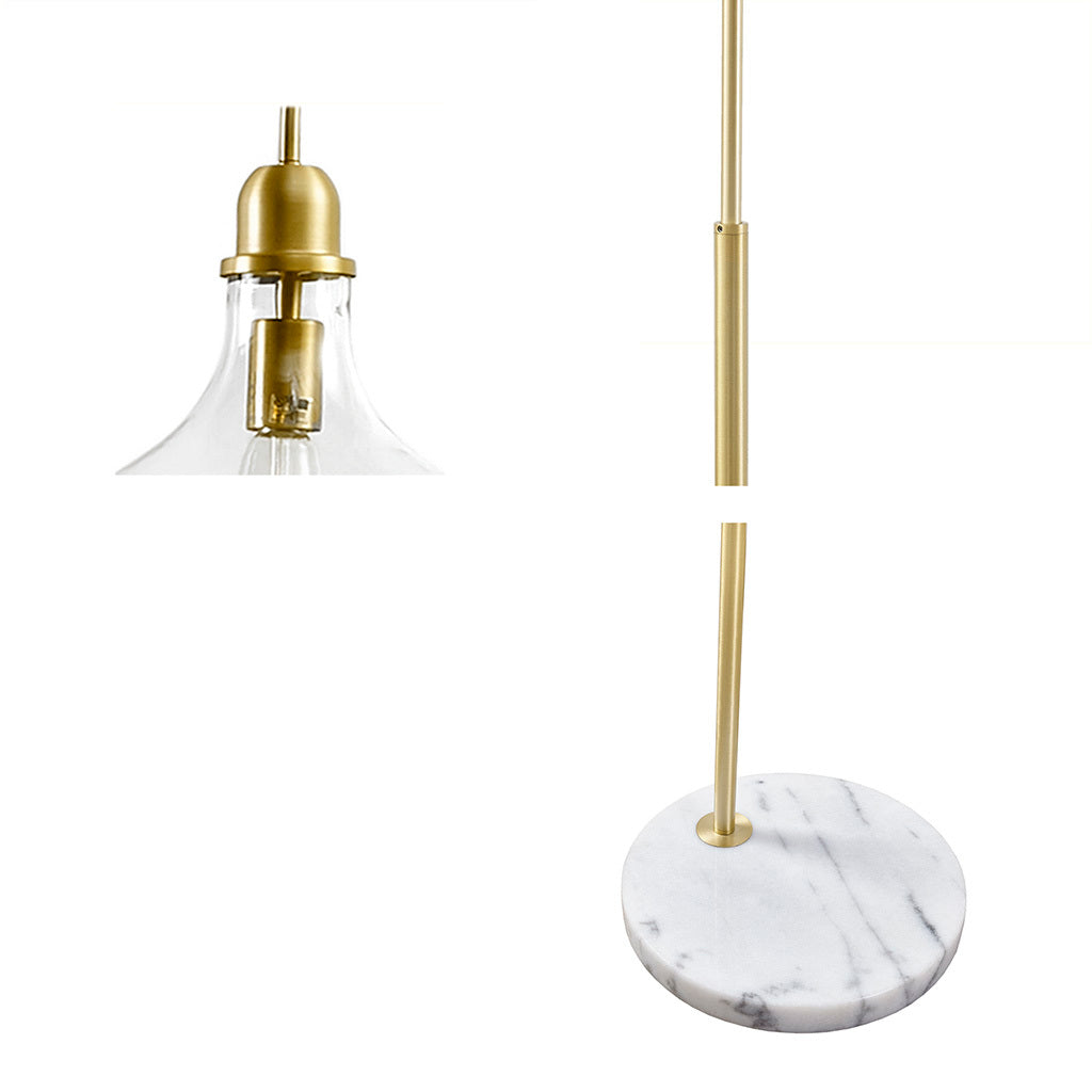 Arched Floor Lamp With Marble Base Gold Cotton