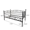 Metal Daybed Frame Multifunctional Mattress Foundation Bed Sofa With Headboard, Twin, Black Box Spring Not Required Twin Black Metal Bedroom Metal