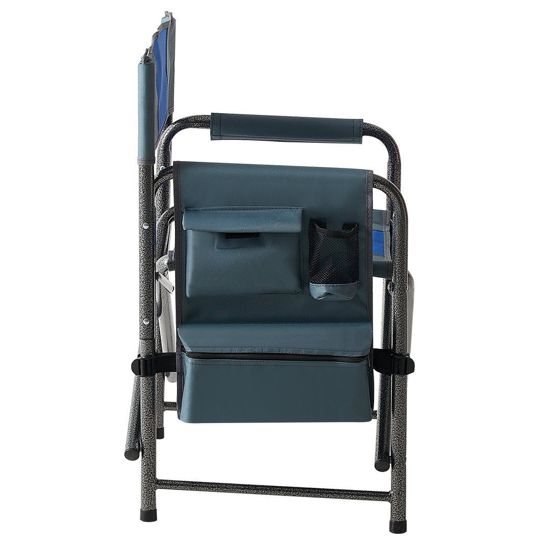 2 Piece Padded Folding Outdoor Chair With Storage Pockets,Lightweight Oversized Directors Chair For Indoor, Outdoor Camping, Picnics And Fishing,Blue Grey Blue Grey Steel