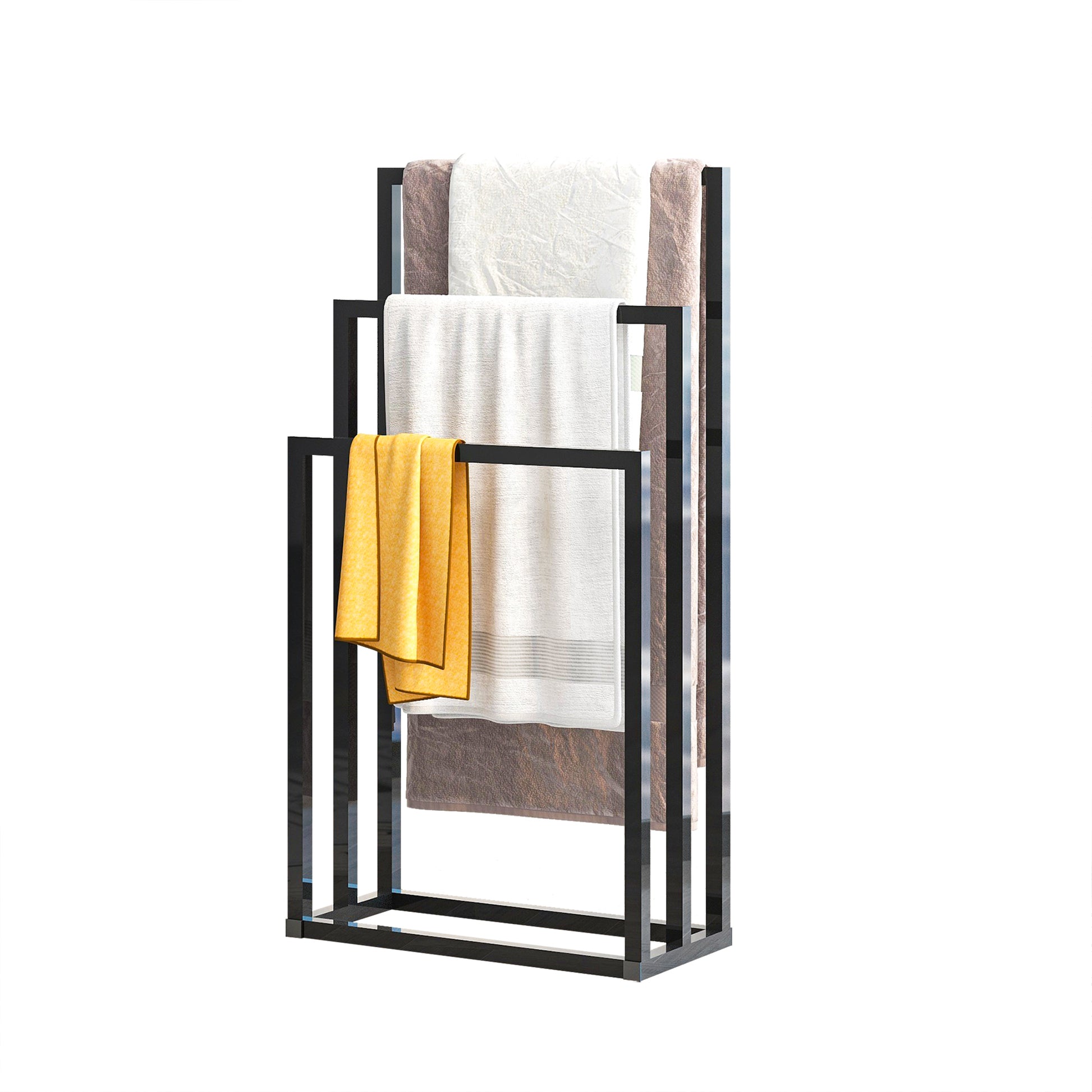 Metal Freestanding Towel Rack 3 Tiers Hand Towel black-bedroom-metal