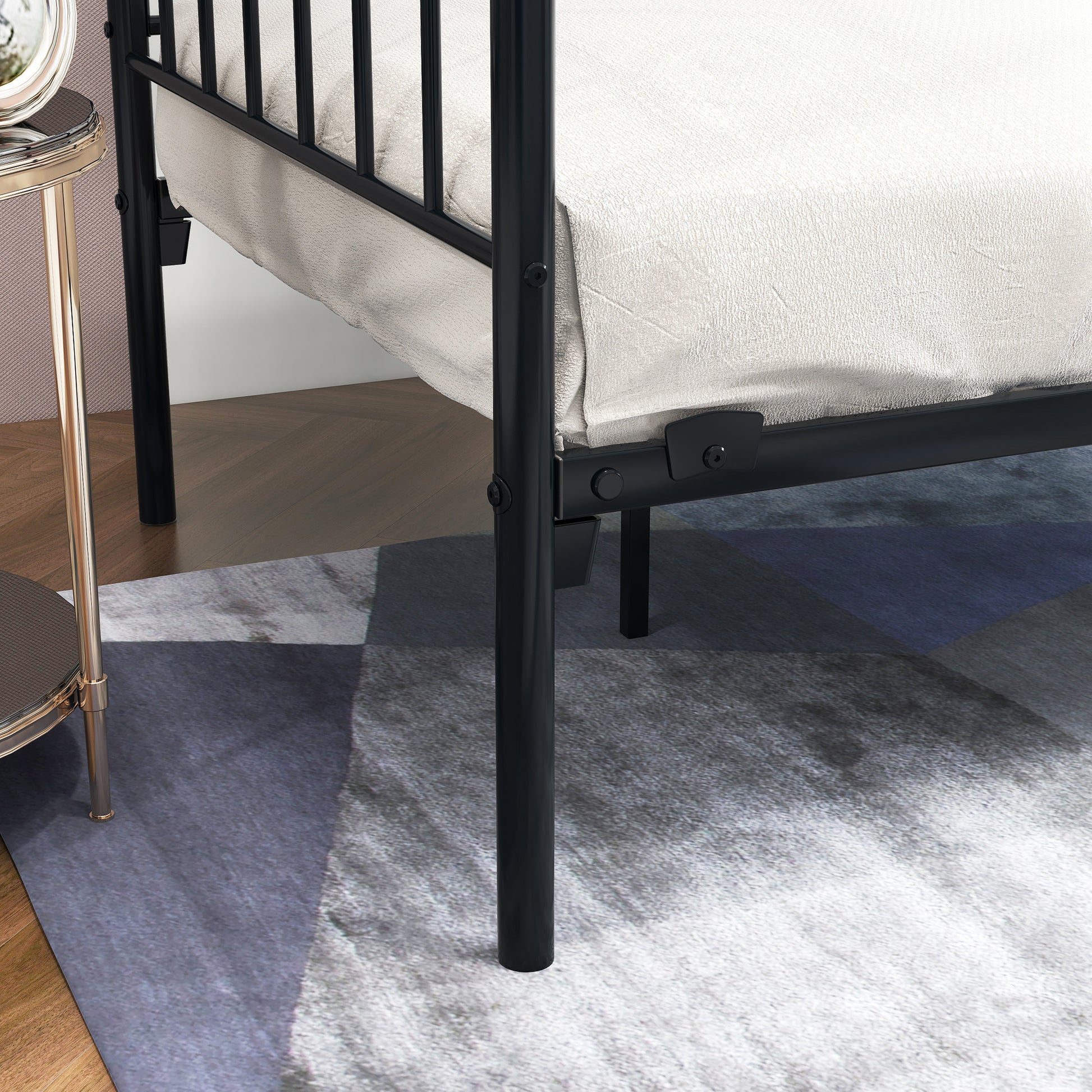 Metal Daybed Frame Multifunctional Mattress Foundation Bed Sofa With Headboard, Twin, Black Box Spring Not Required Twin Black Metal Bedroom Metal