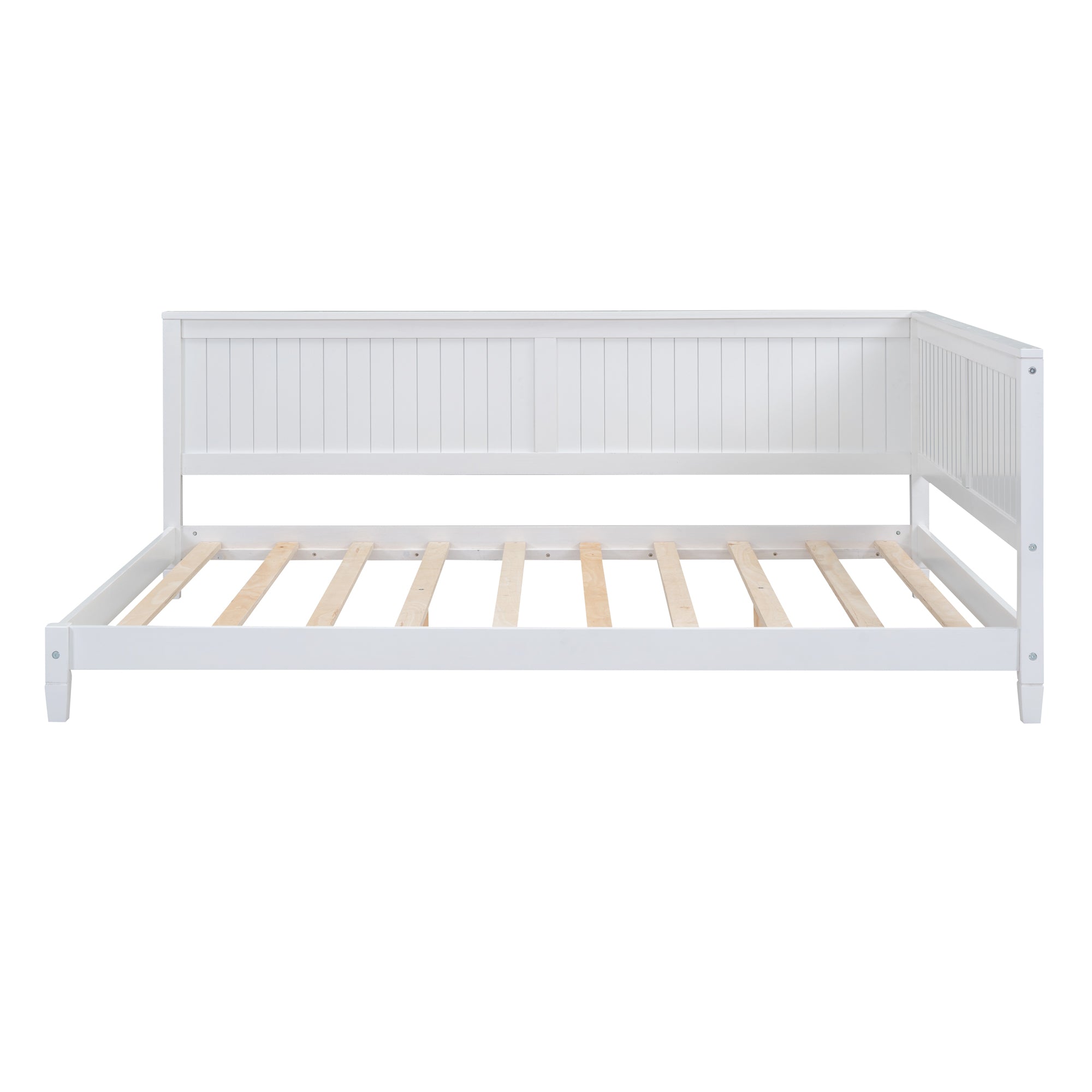 Full Size Wood Daybed Sofa Bed, White white-solid wood+mdf