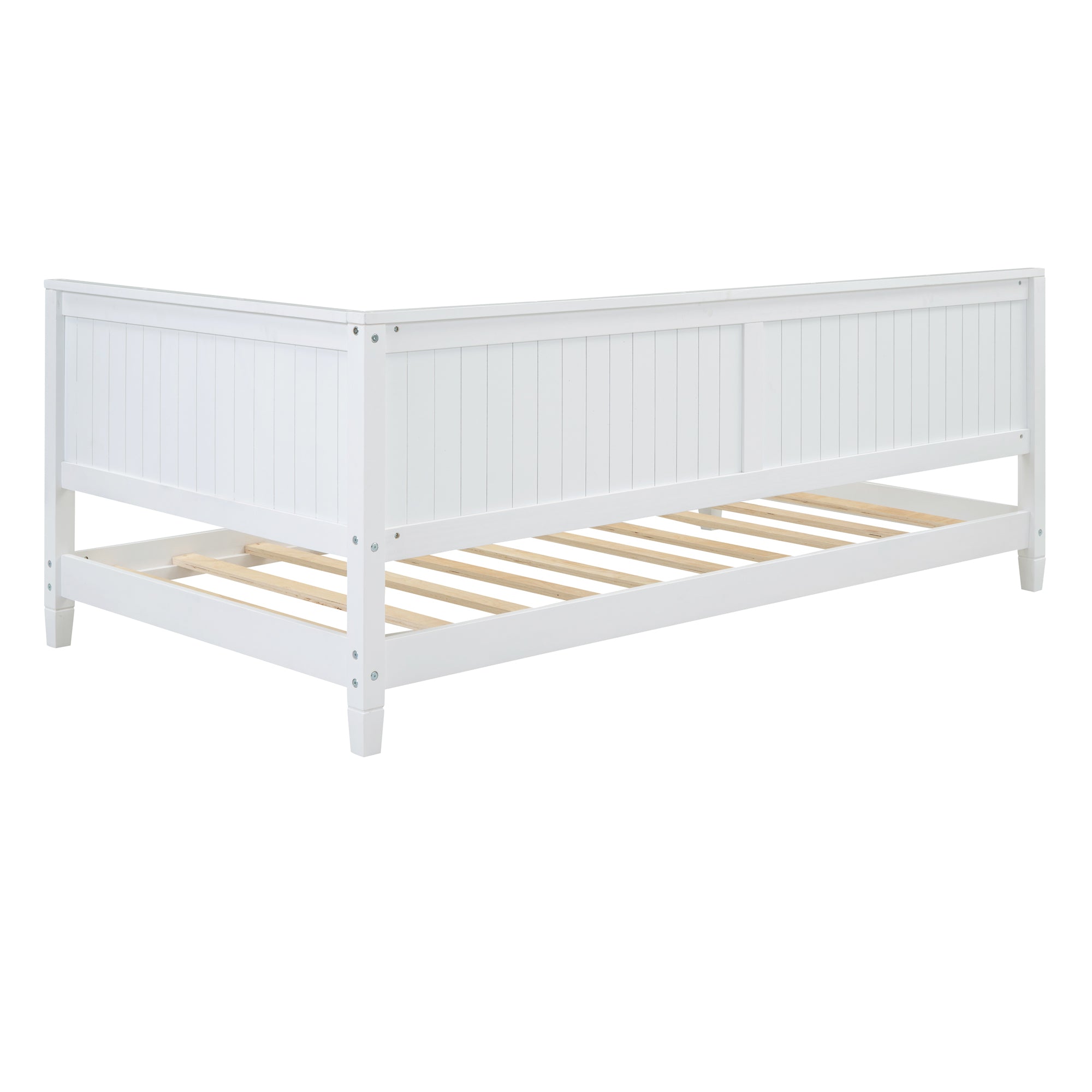 Twin Size Wood Daybed Sofa Bed, White white-solid wood+mdf