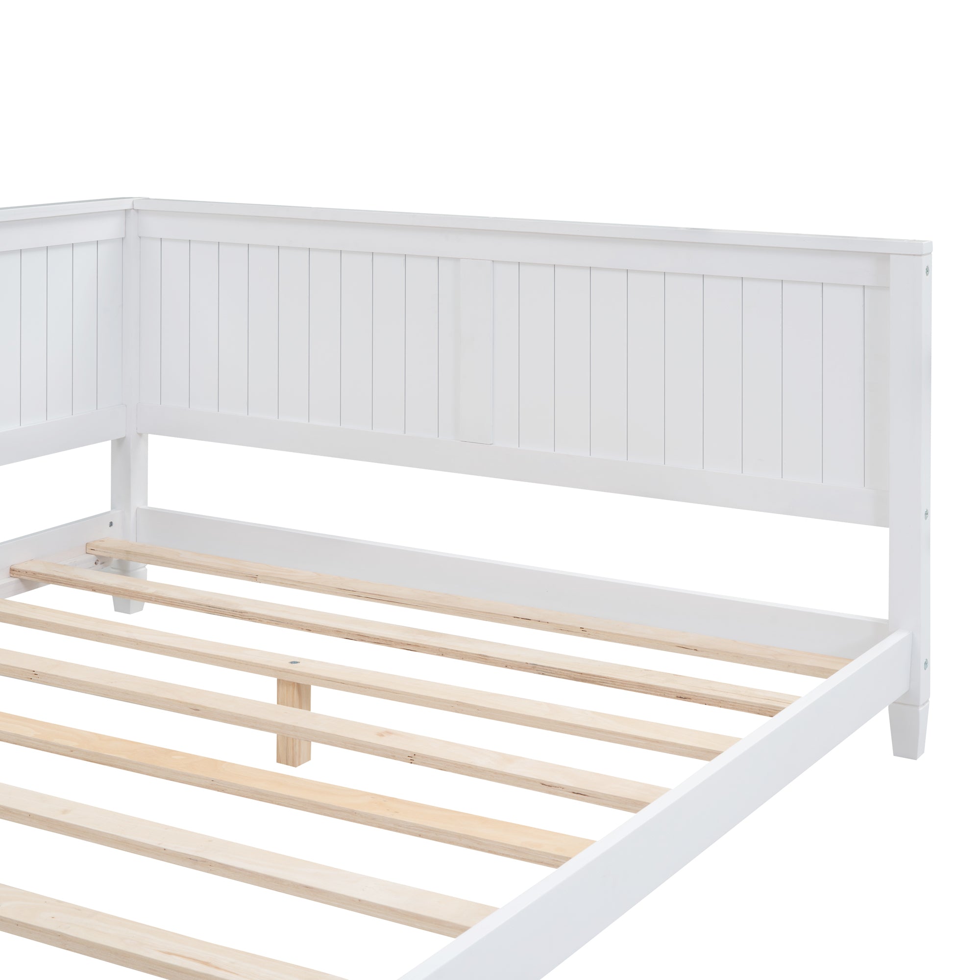 Full Size Wood Daybed Sofa Bed, White white-solid wood+mdf