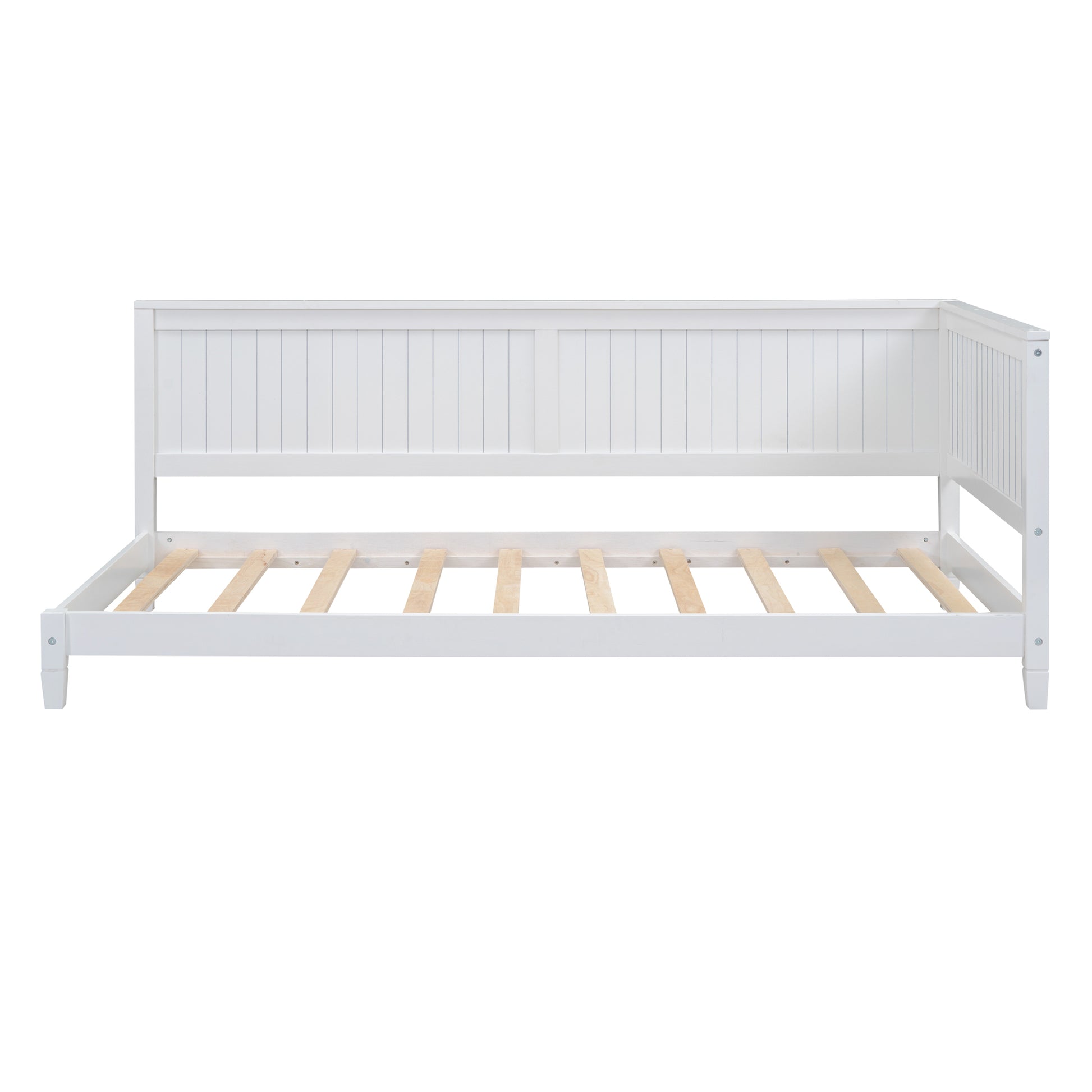 Twin Size Wood Daybed Sofa Bed, White white-solid wood+mdf