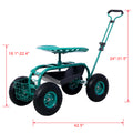 Rolling Garden Scooter Garden Cart Seat With Wheels And Tool Tray, 360 Swivel Seat,Green Green Steel