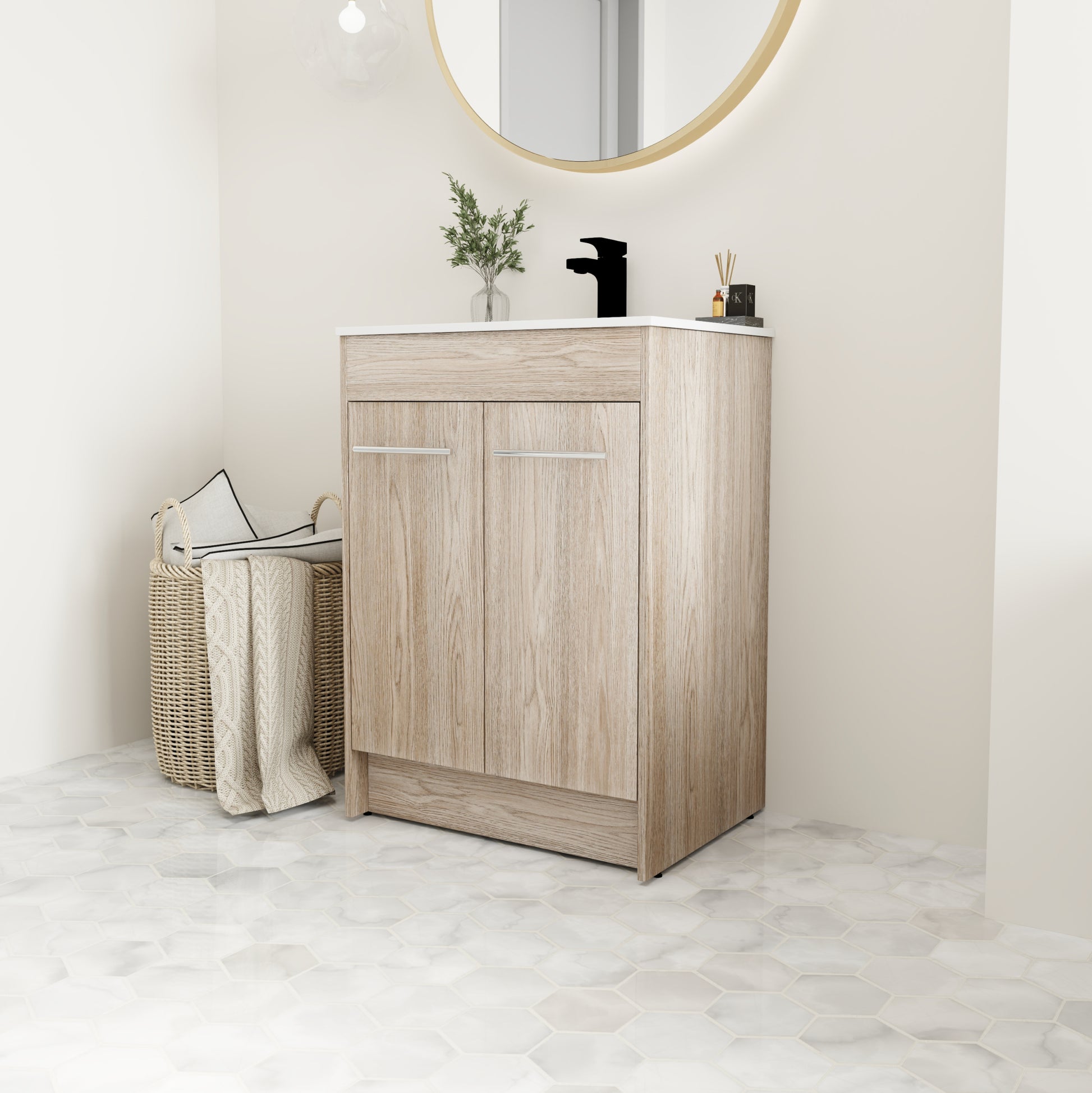 24 Inch Freestanding Bathroom Vanity Kd Packing Bvc04824Weo White Oak 2 Bathroom Freestanding Modern Plywood