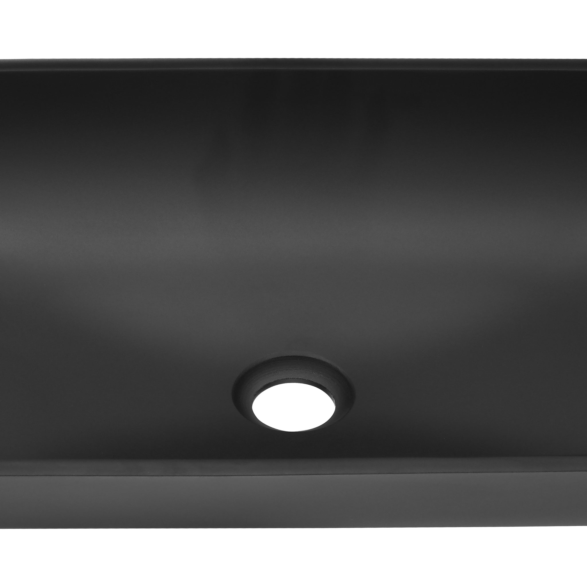 14.38" L 22.25" W 4 3 8 In. H Matte Shell Glass Rectangular Vessel Bathroom Sink In Black With Faucet And Pop Up Drain In Matte Black Matte Black Glass