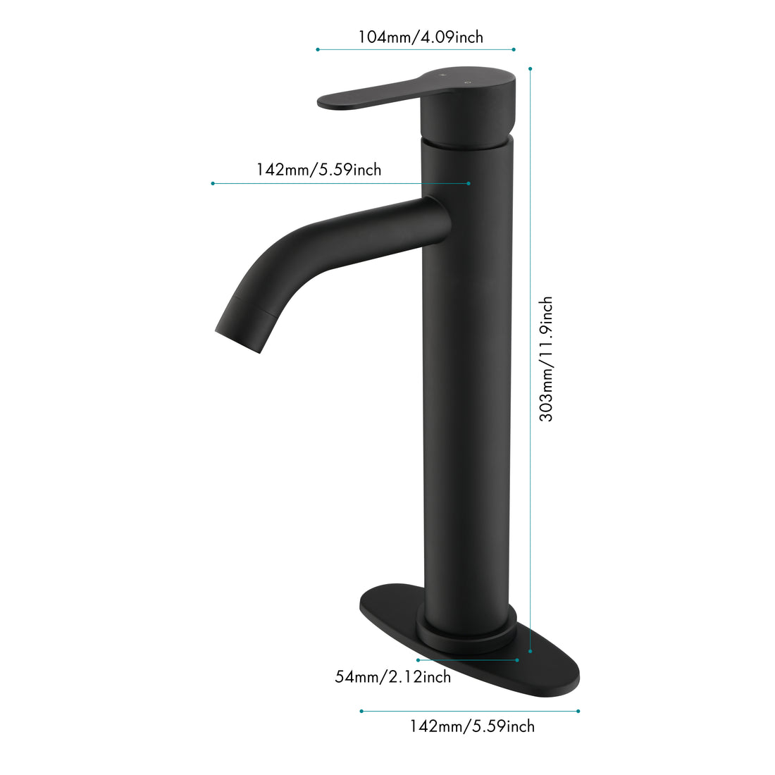 Single Handle Bathroom Vanity Sink Faucet Matte Black Stainless Steel