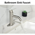 Waterfall Spout Bathroom Faucet,Single Handle Bathroom Vanity Sink Faucet Brushed Nickel Stainless Steel