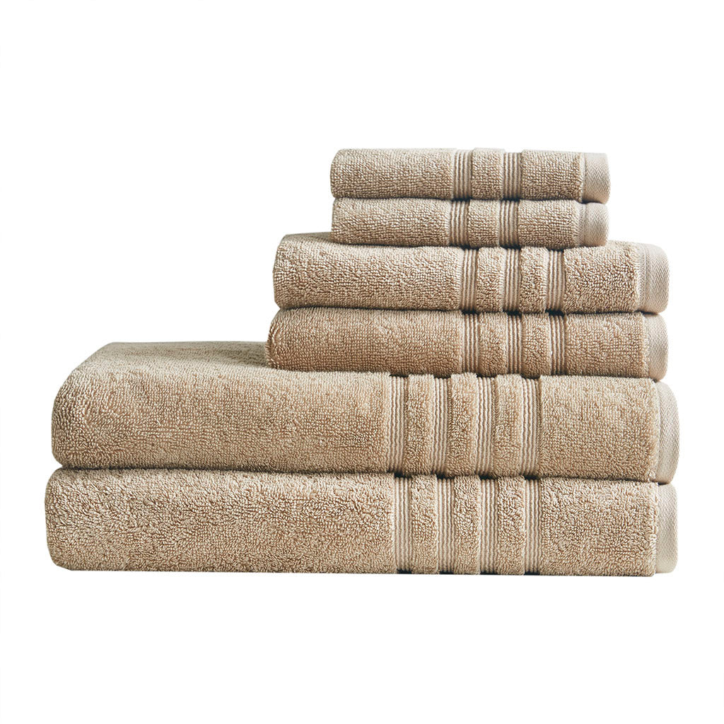 Sustainable Antimicrobial Bath Towel 6 Piece Set Natural Polyester