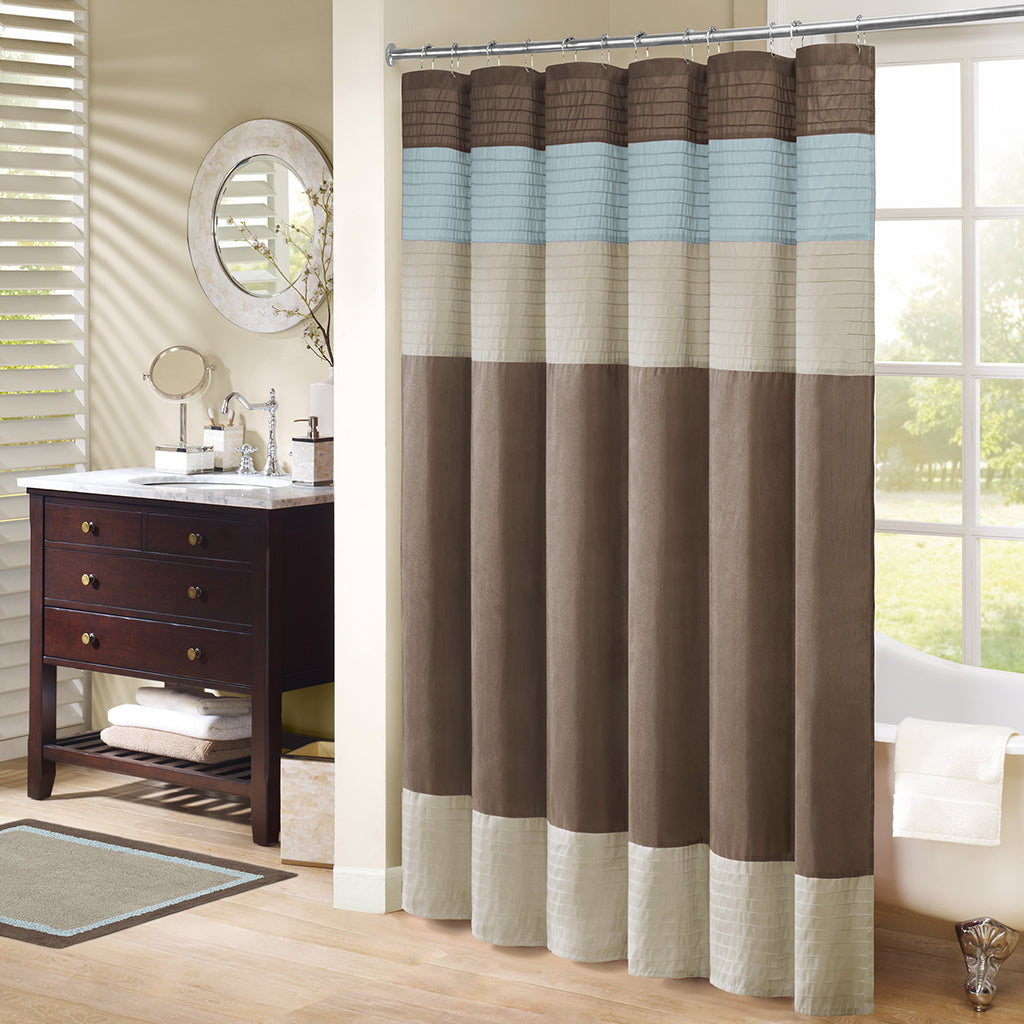Faux Silk Shower Curtain blue-polyester