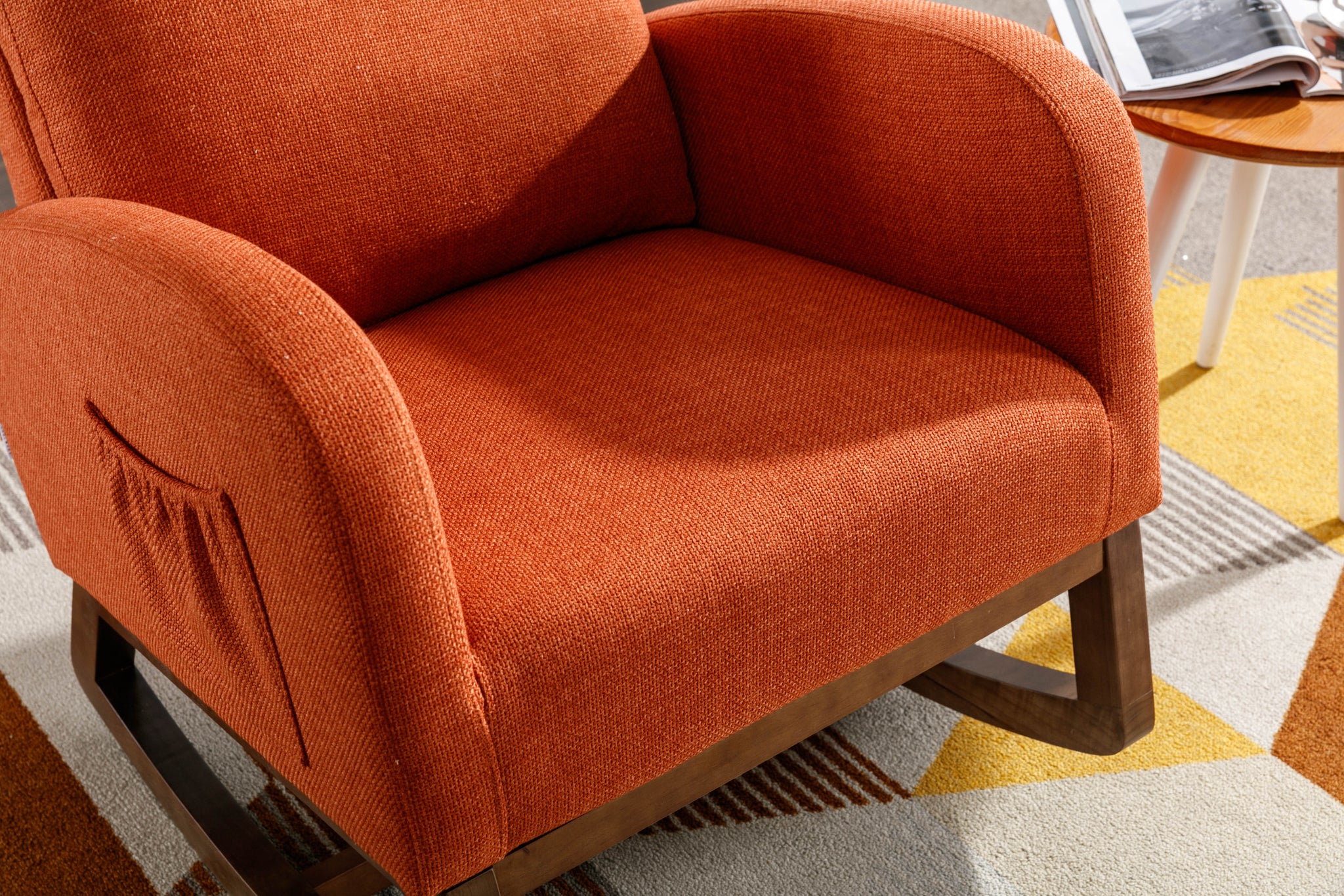 COOLMORE living room Comfortable rocking chair living orange-linen