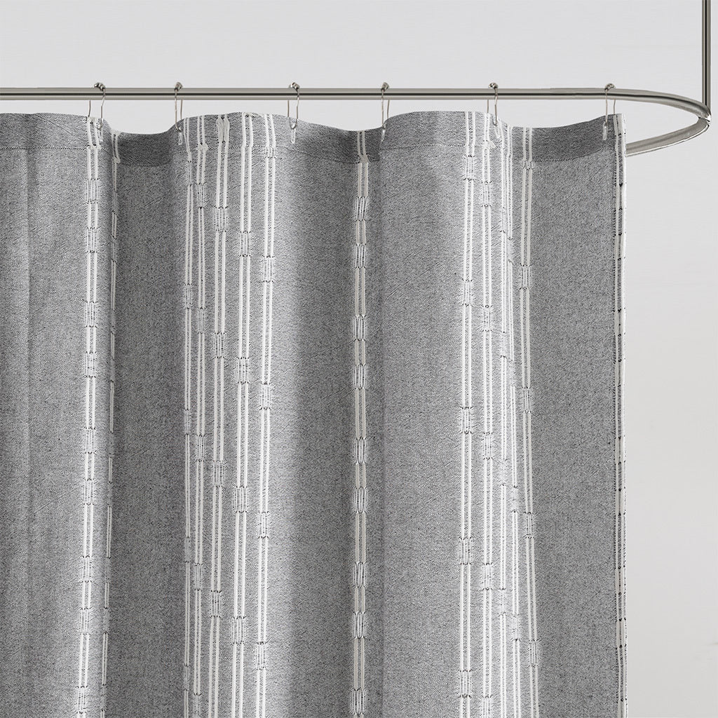 Cotton Jacquard Shower Curtain Gray Cotton