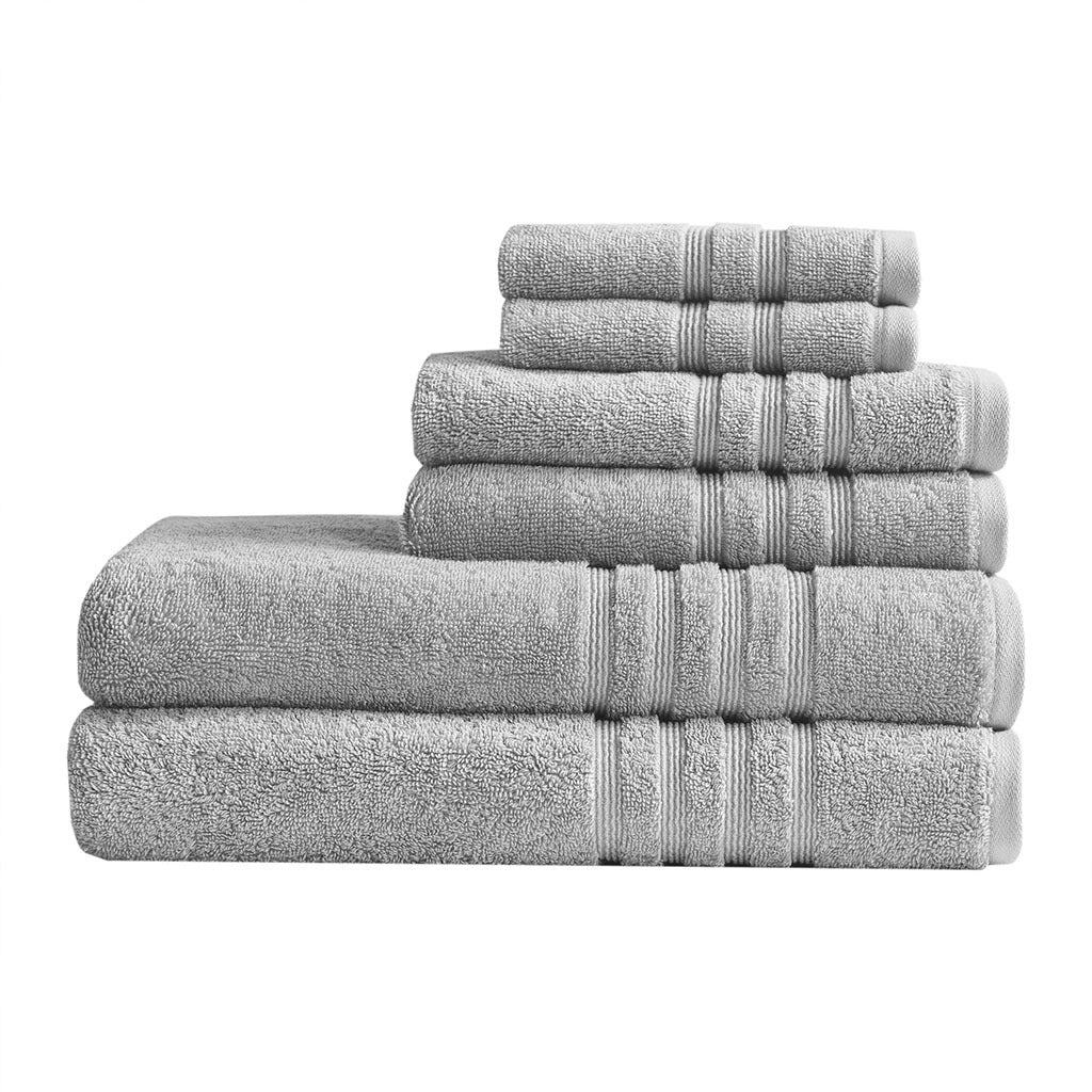 Sustainable Antimicrobial Bath Towel 6 Piece Set Grey Polyester