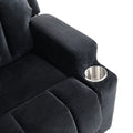 Kids Recliner Chair, Kids Upholstered Couch With Two Cup Holder, Footrest, Backrest, Toddlers Velvet Recliner With Headrest And Footrest Black Velvet
