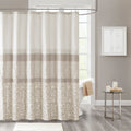 Printed And Embroidered Shower Curtain Neutral Microfiber