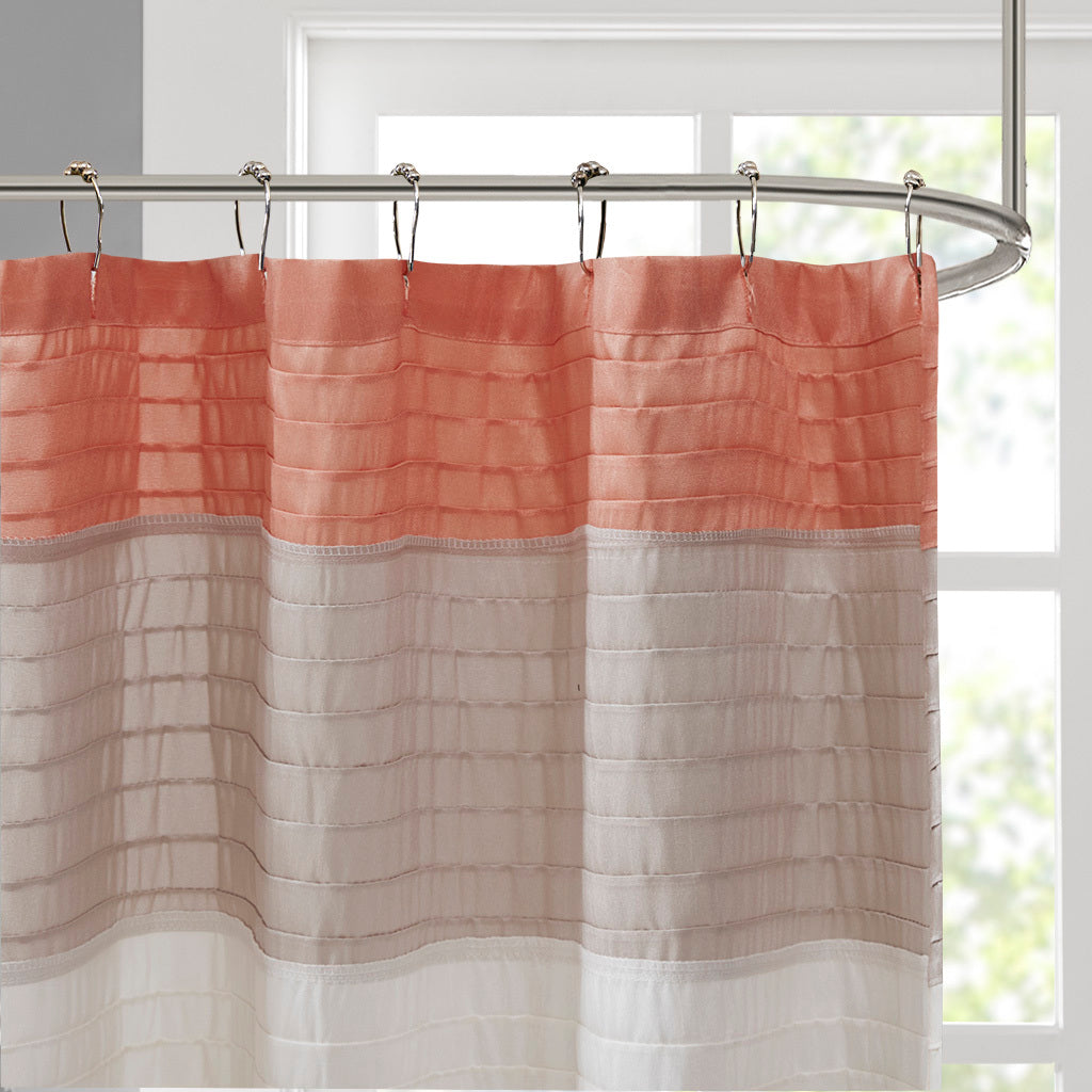 Faux Silk Shower Curtain Coral Polyester