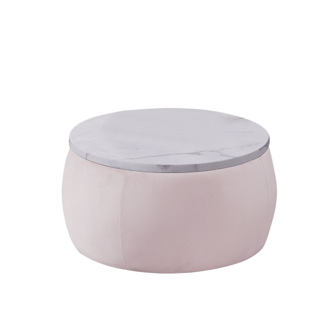 End Table With Storage, Round Accent Side Table With Removable Top For Living Room, Bedroom,Pink Pink Metal & Wood