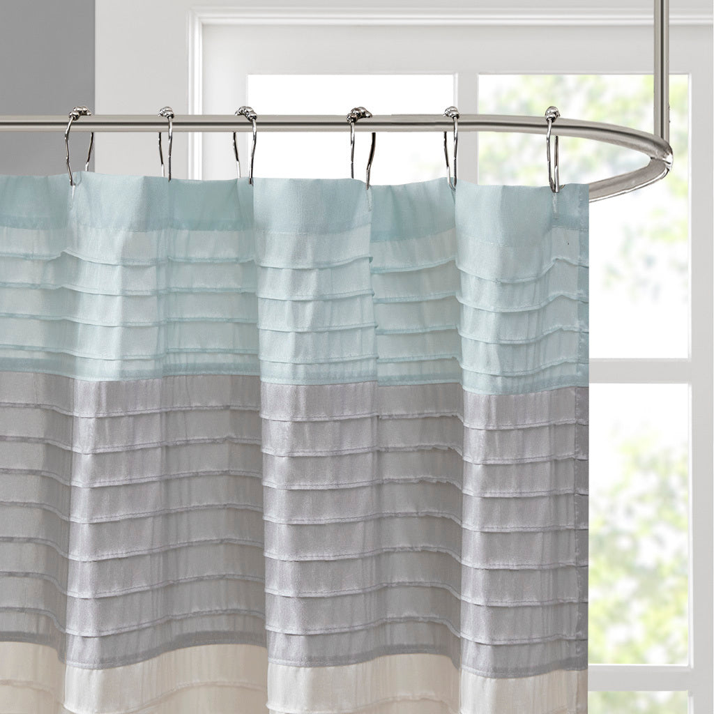 Faux Silk Shower Curtain Aqua Polyester