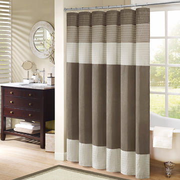 Faux Silk Shower Curtain Natural Polyester