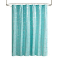 Printed Metallic Shower Curtain Aqua Silver Microfiber