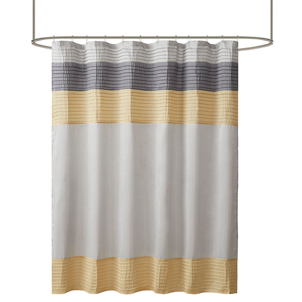 Faux Silk Shower Curtain Yellow Polyester