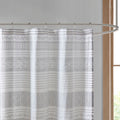 Cotton Stripe Printed Shower Curtain With Tassel Gray Navy Cotton