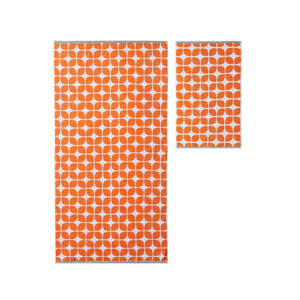 Cotton Jacquard Bath Towel 6 Piece Set Orange Cotton