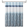 Printed And Embroidered Shower Curtain Blue Microfiber