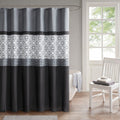 Embroidered And Pieced Shower Curtain Black Grey Polyester