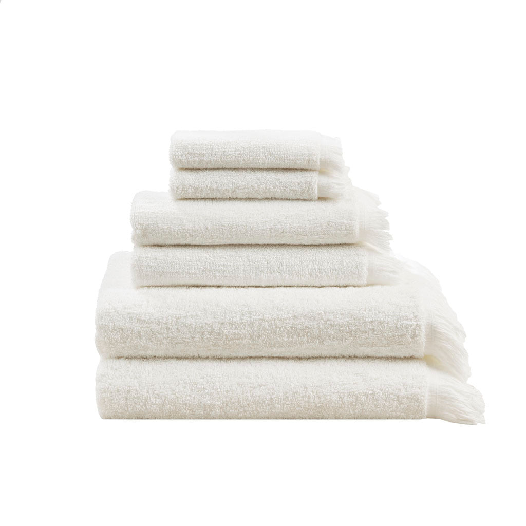 Cotton Dobby Slub 6 Piece Towel Set Ivory Cotton