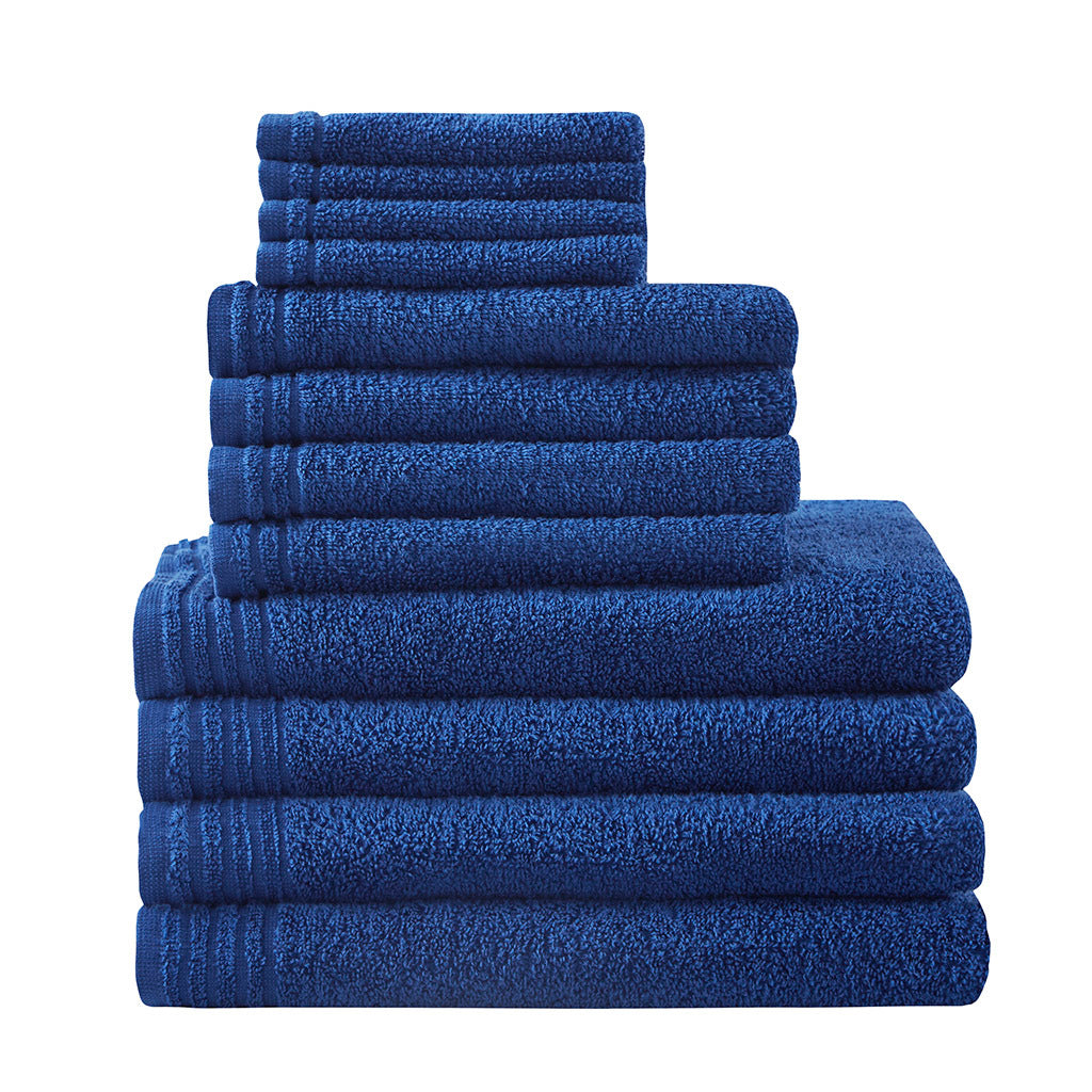 100% Cotton Quick Dry 12 Piece Bath Towel Set Navy Cotton