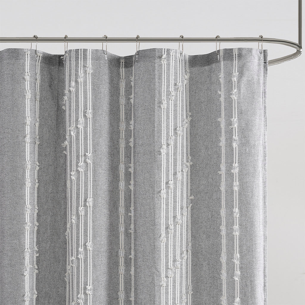 Cotton Jacquard Shower Curtain Gray Cotton