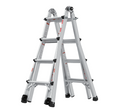 Aluminum Multi Position Ladder With Wheels, 300 Lbs Weight Rating, 17 Ft Metallic Grey Aluminium Alloy