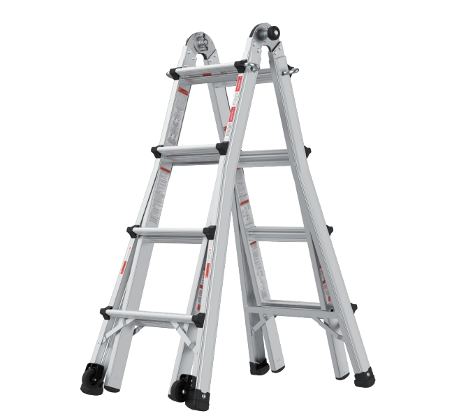 Aluminum Multi Position Ladder with Wheels, 300 lbs metallic grey-aluminium alloy