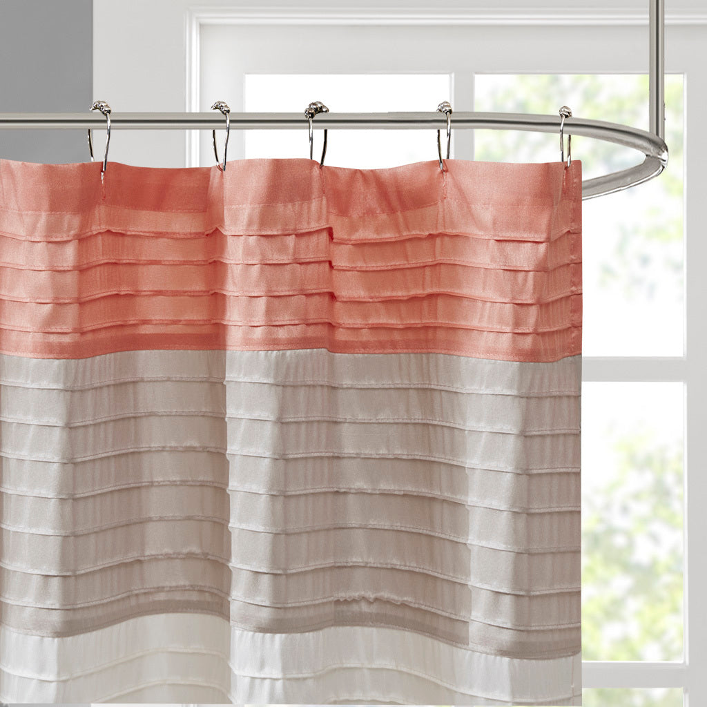 Faux Silk Shower Curtain Coral Polyester