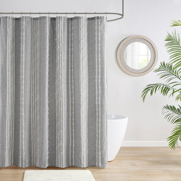 Cotton Jacquard Shower Curtain Gray Cotton